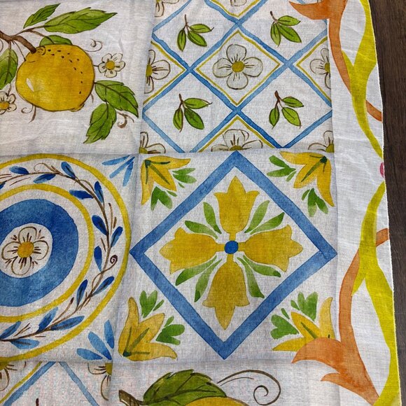 Vintage Italian Viscose Lemon Floral Scarf Wrap Genesi S.R.L. Modica 29” X 59” - Picture 6 of 9